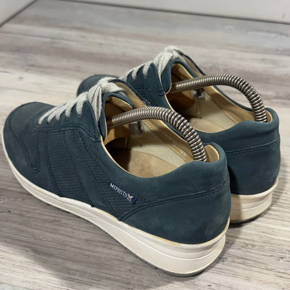Mephisto Runoff Air Jet Sneakers Blue Suede‎ Leather Athletic Shoes Size 6